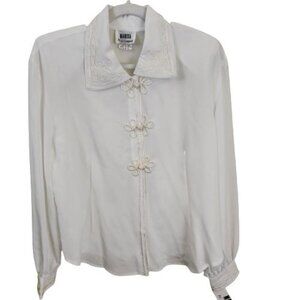 Marisa By N Campbell New White Vintage Scroll Detail Blouse Size 12